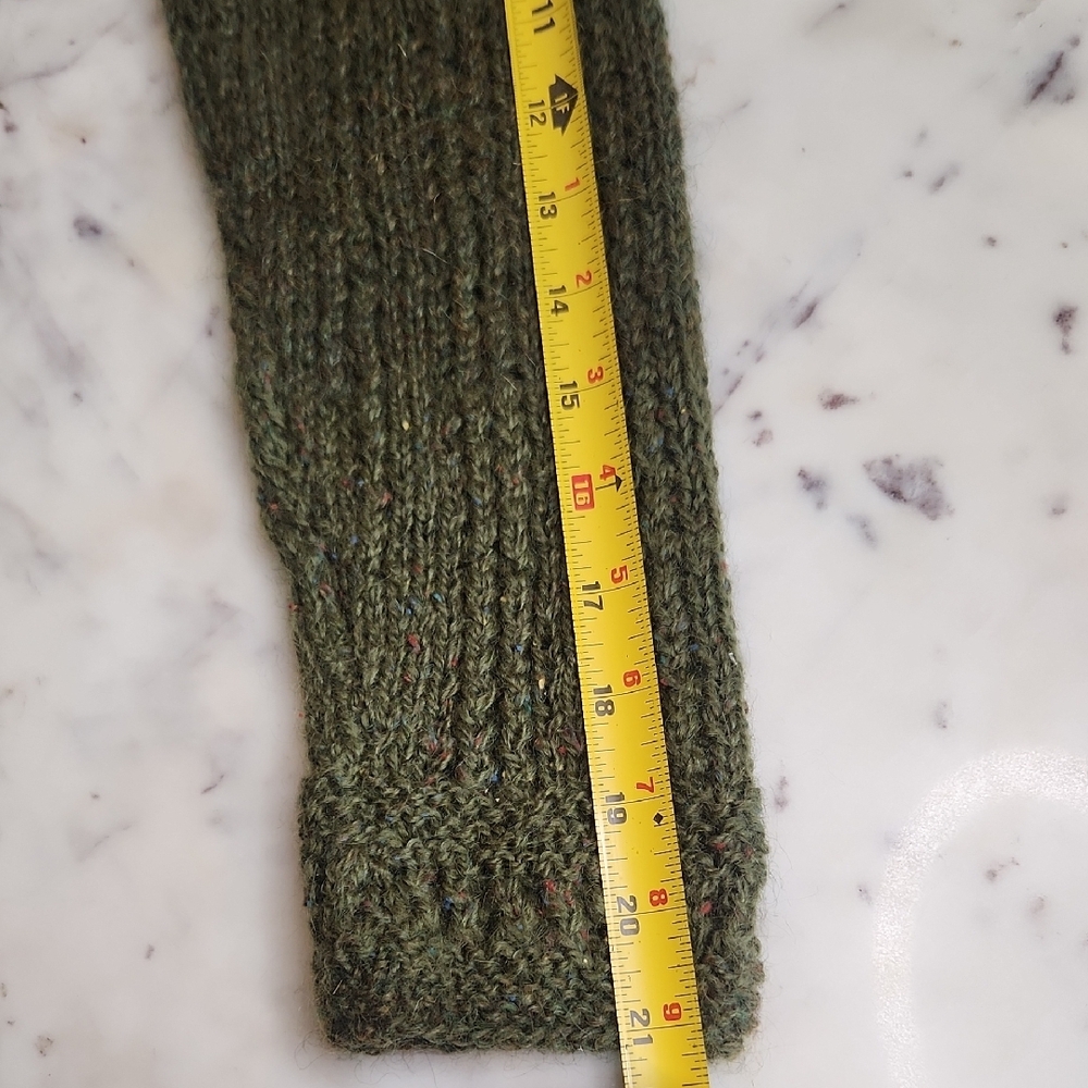 Handmade Olive Green Knit Cardigan with Decorative Goldtone Buttons - Picture 6 of 13